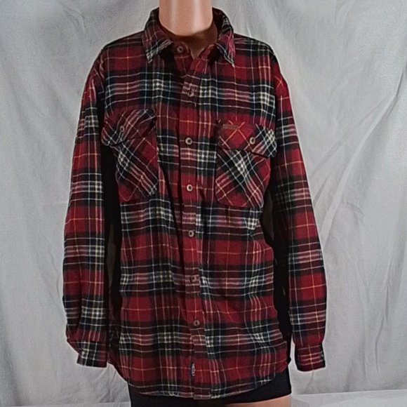 Men's Smiths Workwear Sherpa Lined Flannel Shirt Jacket - Red Plaid - L -NWOT - Picture 1 of 4
